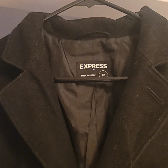 Express Men's Black Wool Blend Top Waist Length Coat Size Small - Picture 3 of 7